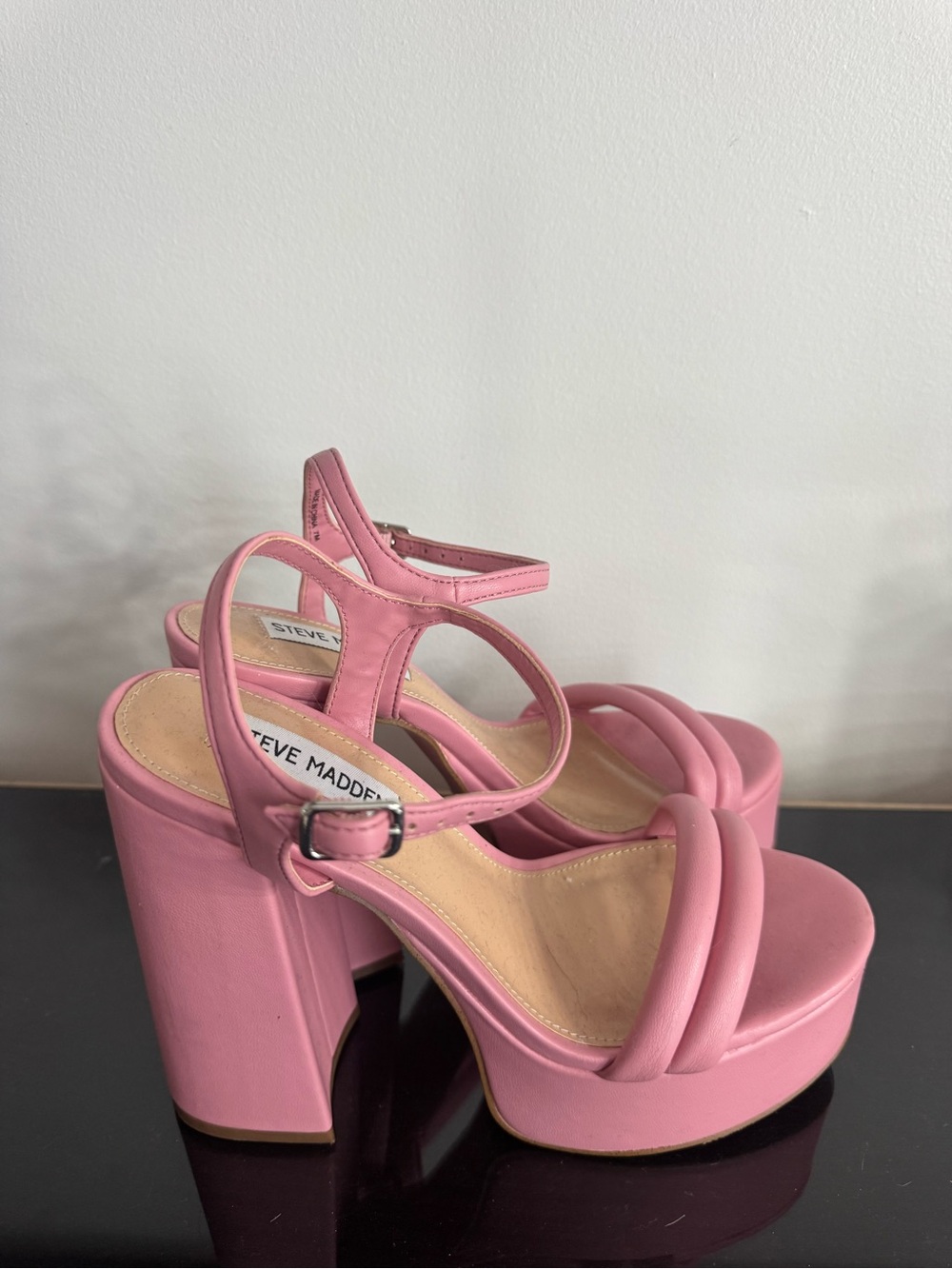 Steve Madden Rose Pink Platform Block Heel Sandals